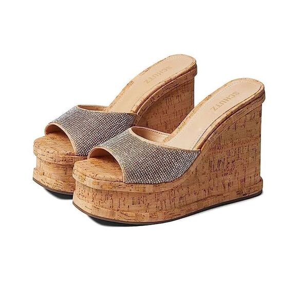 NWOT SCHUTZ Dalle crystal embellished wedge sandals size 10 - Picture 1 of 9